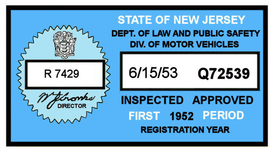 (image for) 1952 1st period New Jersey Inspection Sticker